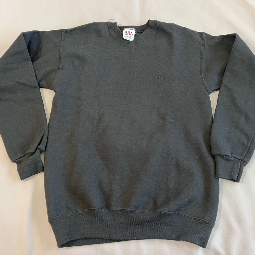Vintage USA Olympics Black Embroidered Logo Crewneck Sweatshirt Sz MT